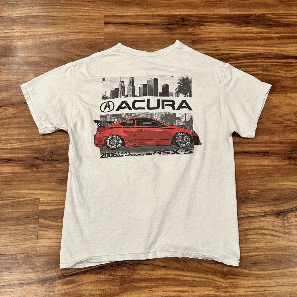 Acura Shirt Mens Large White RSX Type S 2006 Graphic Tee Car JDM Racing Tuner